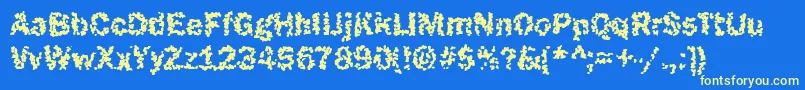 フォントFunky25Bold – 黄色の文字、青い背景