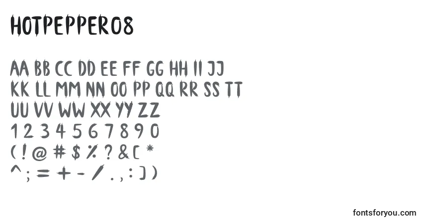 Schriftart Hotpepper08 – Alphabet, Zahlen, spezielle Symbole