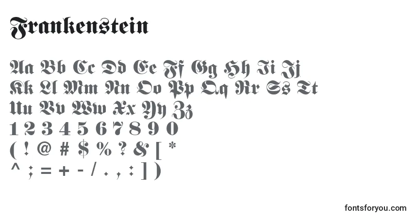 A fonte Frankenstein – alfabeto, números, caracteres especiais