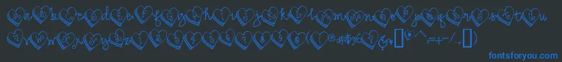 Candyheart-Schriftart – Blaue Schriften auf schwarzem Hintergrund