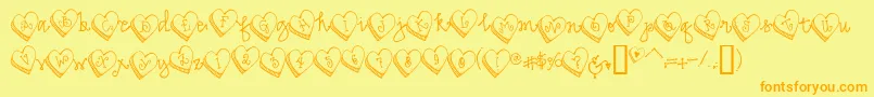 Candyheart-Schriftart – Orangefarbene Schriften auf gelbem Hintergrund