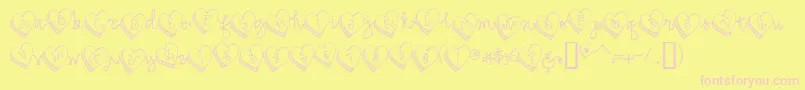 Candyheart-Schriftart – Rosa Schriften auf gelbem Hintergrund