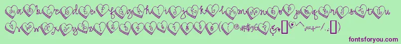 Candyheart-Schriftart – Violette Schriften auf grünem Hintergrund