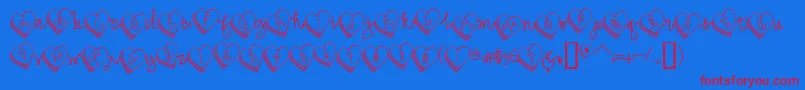 Czcionka Candyheart – czerwone czcionki na niebieskim tle