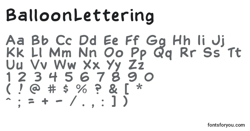 Шрифт BalloonLettering – алфавит, цифры, специальные символы
