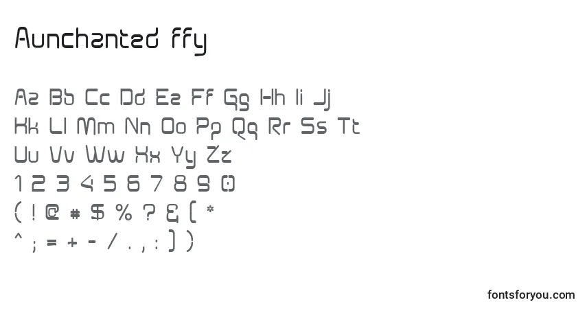 Schriftart Aunchanted ffy – Alphabet, Zahlen, spezielle Symbole