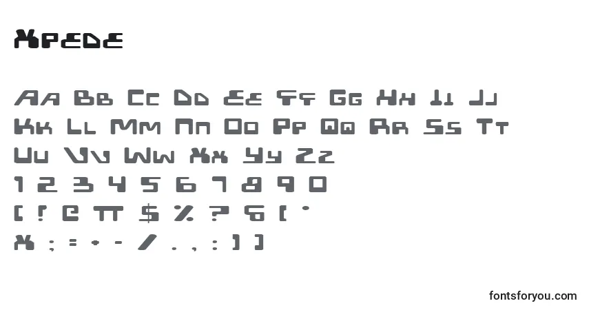 Schriftart Xpede – Alphabet, Zahlen, spezielle Symbole