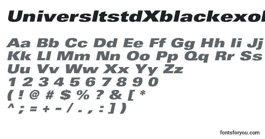 Schriftart UniversltstdXblackexobl – Alphabet, Zahlen, spezielle Symbole