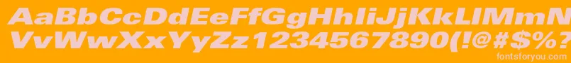 UniversltstdXblackexobl-fontti – vaaleanpunaiset fontit oranssilla taustalla