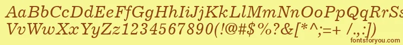 ExcelsiorCyrillicInclined Font – Brown Fonts on Yellow Background
