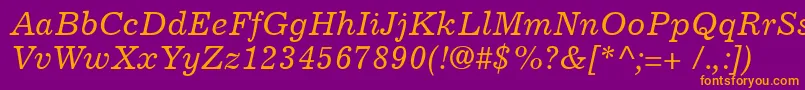 ExcelsiorCyrillicInclined Font – Orange Fonts on Purple Background