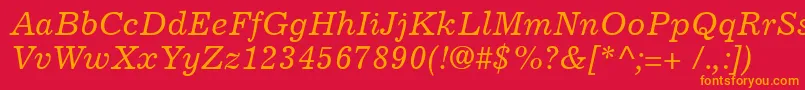 ExcelsiorCyrillicInclined Font – Orange Fonts on Red Background