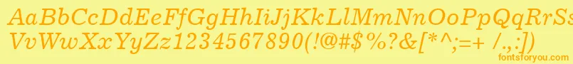 ExcelsiorCyrillicInclined Font – Orange Fonts on Yellow Background