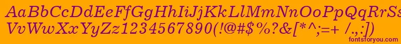 ExcelsiorCyrillicInclined Font – Purple Fonts on Orange Background