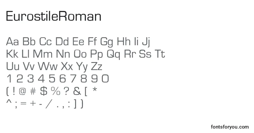 EurostileRoman-fontti – aakkoset, numerot, erikoismerkit