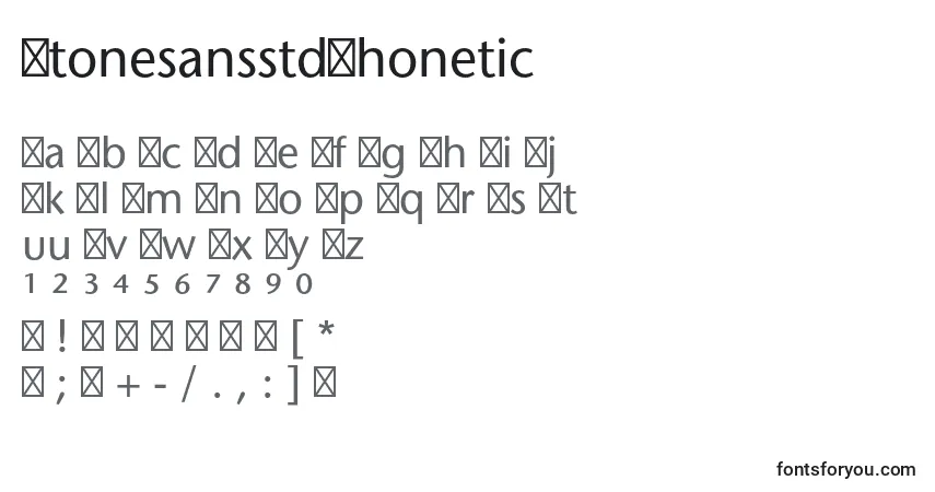 A fonte StonesansstdPhonetic – alfabeto, números, caracteres especiais