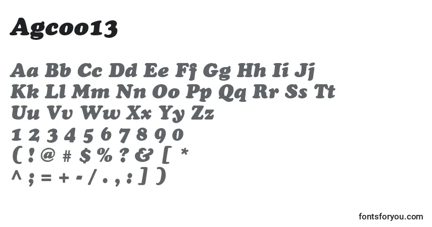 Schriftart Agcoo13 – Alphabet, Zahlen, spezielle Symbole