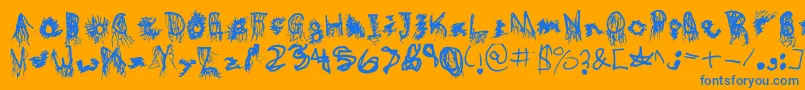 Blud-Schriftart – Blaue Schriften auf orangefarbenem Hintergrund