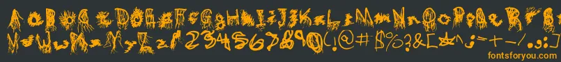 Blud-Schriftart – Orangefarbene Schriften auf schwarzem Hintergrund