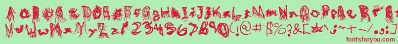 Blud Font – Red Fonts on Green Background