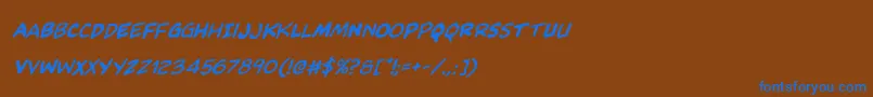 Kangaroocourtrotalic-Schriftart – Blaue Schriften auf braunem Hintergrund