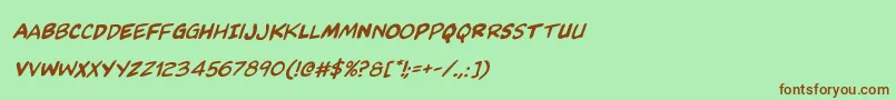 Kangaroocourtrotalic-Schriftart – Braune Schriften auf grünem Hintergrund