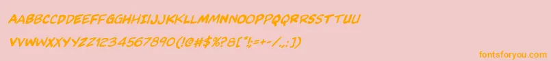 フォントKangaroocourtrotalic – オレンジの文字がピンクの背景にあります。