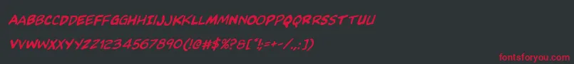フォントKangaroocourtrotalic – 黒い背景に赤い文字
