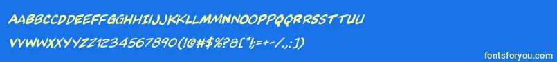 フォントKangaroocourtrotalic – 黄色の文字、青い背景