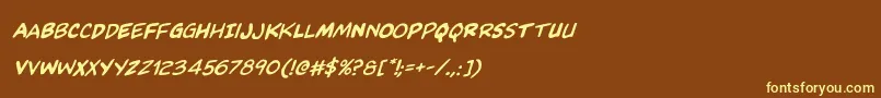フォントKangaroocourtrotalic – 黄色のフォント、茶色の背景