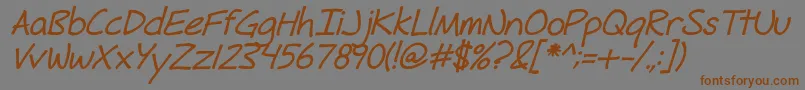 FhHyperboleBoldItalic-Schriftart – Braune Schriften auf grauem Hintergrund