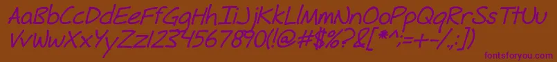 FhHyperboleBoldItalic Font – Purple Fonts on Brown Background