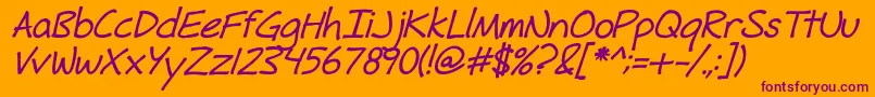 FhHyperboleBoldItalic Font – Purple Fonts on Orange Background