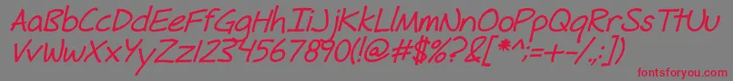 FhHyperboleBoldItalic Font – Red Fonts on Gray Background