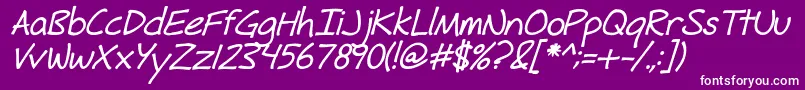 FhHyperboleBoldItalic Font – White Fonts on Purple Background