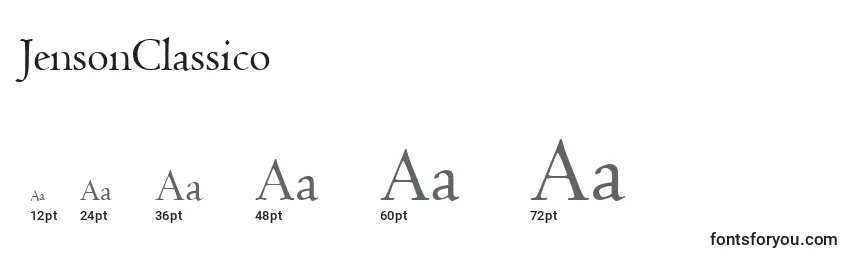 Tamanhos de fonte JensonClassico