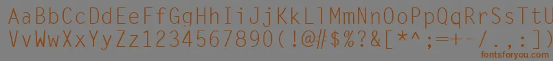 フォントSimplicityLight – 茶色の文字が灰色の背景にあります。