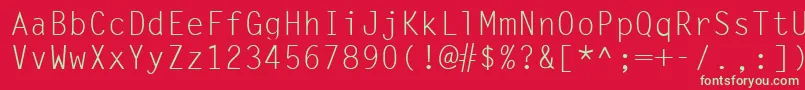 フォントSimplicityLight – 赤い背景に緑の文字