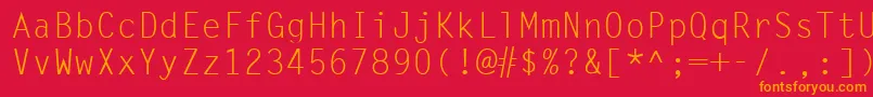 フォントSimplicityLight – 赤い背景にオレンジの文字