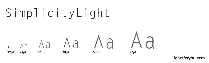 Размеры шрифта SimplicityLight