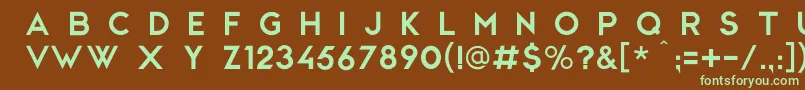 フォントCwgSans – 緑色の文字が茶色の背景にあります。