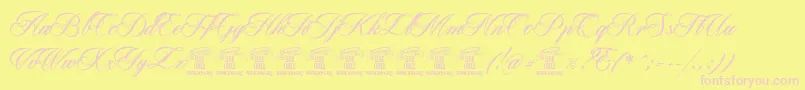 PharmountPersonaluseonly-fontti – vaaleanpunaiset fontit keltaisella taustalla