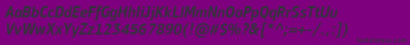 PfbulletinsansproMediumitalic-Schriftart – Schwarze Schriften auf violettem Hintergrund