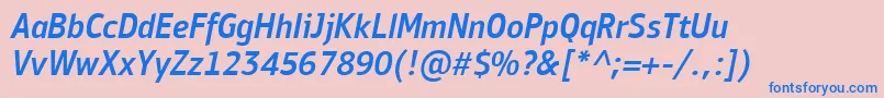 Шрифт PfbulletinsansproMediumitalic – синие шрифты на розовом фоне