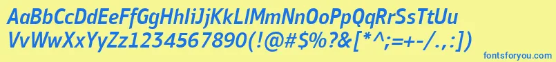 PfbulletinsansproMediumitalic Font – Blue Fonts on Yellow Background