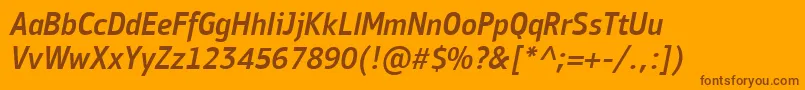 Шрифт PfbulletinsansproMediumitalic – коричневые шрифты на оранжевом фоне