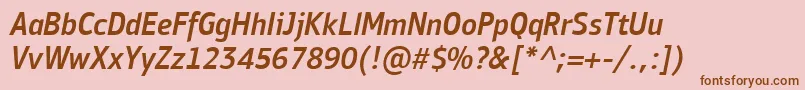PfbulletinsansproMediumitalic-fontti – ruskeat fontit vaaleanpunaisella taustalla