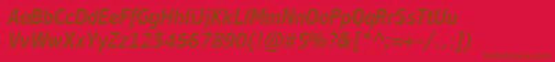 フォントPfbulletinsansproMediumitalic – 赤い背景に茶色の文字