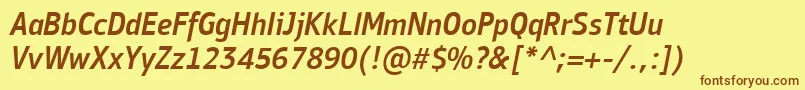 PfbulletinsansproMediumitalic-fontti – ruskeat fontit keltaisella taustalla