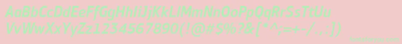 Fonte PfbulletinsansproMediumitalic – fontes verdes em um fundo rosa